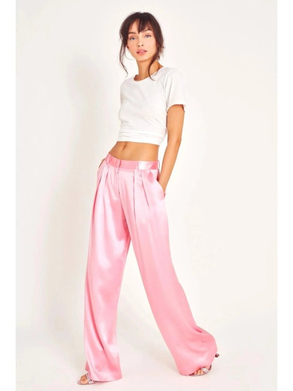 LOVE SHACK FANCY Emberlynn Pink Silk Pants Size 12 NEW NWT